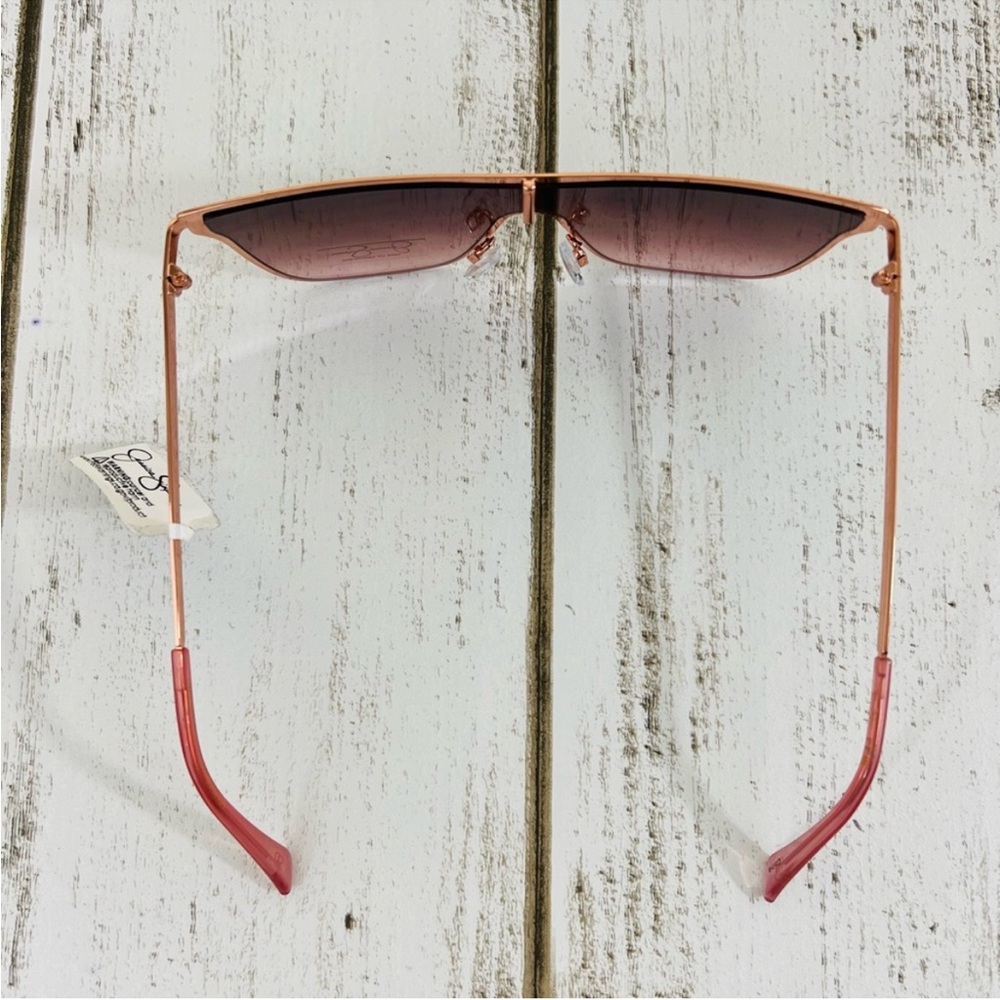 Jessica Simpson Rose Gold Metal Frame Square Shield Sunglasses Eyewear J6100 - Picture 8 of 14